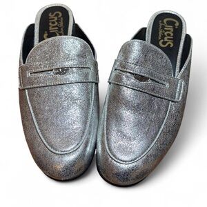 Circus by Sam Edelman Silver Metallic Slip-On Mule with Penny Detail
